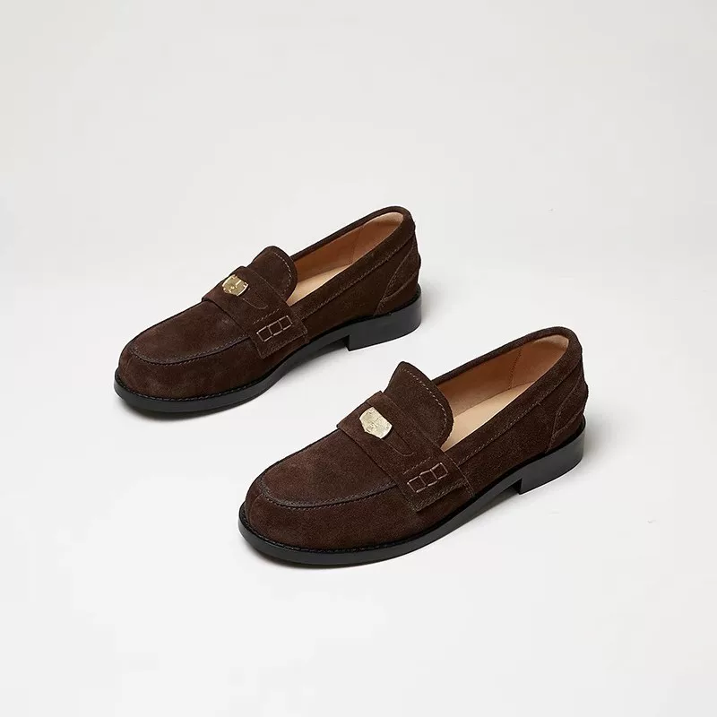 Coins, comfortable universal loafers, retro brown footwear for leather shoes, for luck