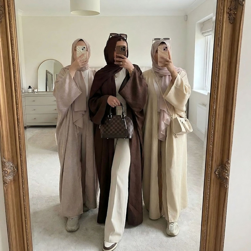 Cross-Border Foreign Trade Women's Modest Clothing Batwing Sleeve Long Fashion Solid Color Elegant Dress Without Headscarf