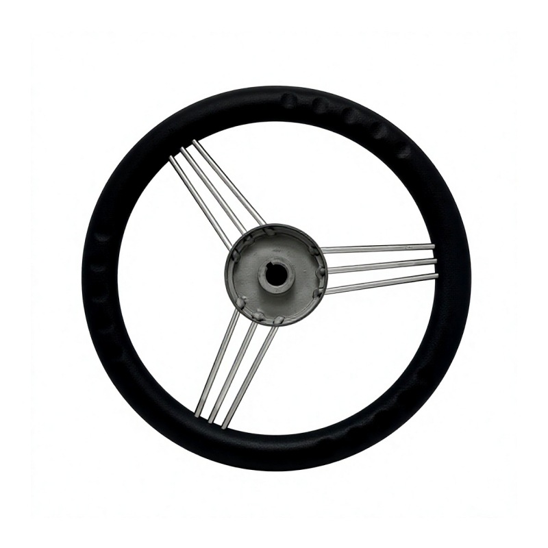 Three-spoke stainless steel 304 foam soft-grip ship steering wheel, yacht rudder wheel, marine steering wheel