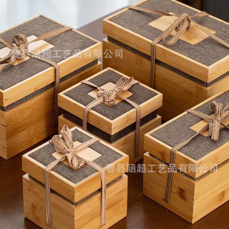 竹质木盒蜂蜜礼品包装盒茶杯茶具收纳盒伴手礼木制盒子|undefined