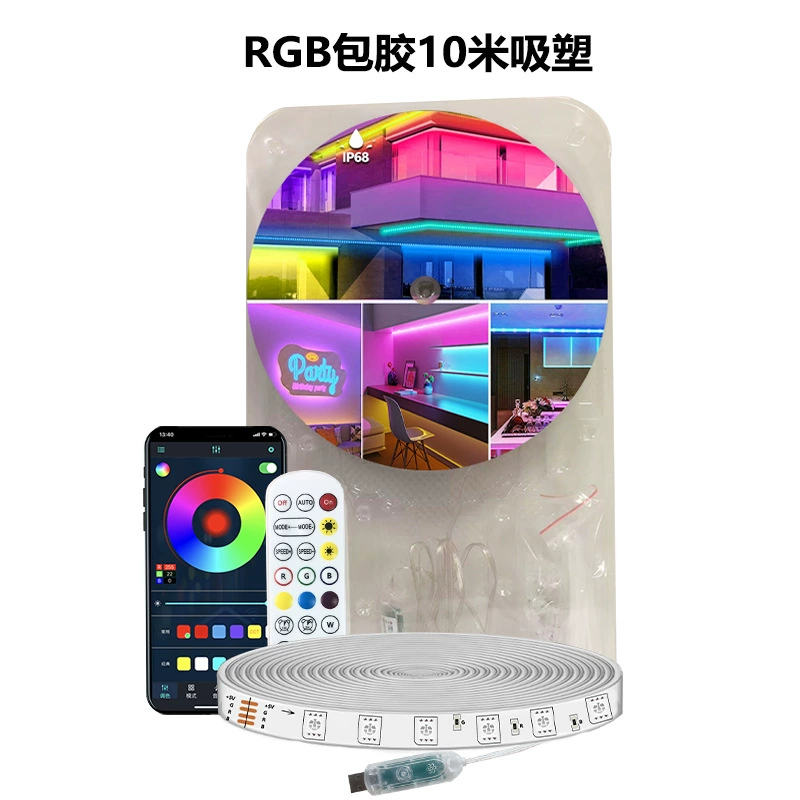 Светодиодная лента-переносная лампа USB 5V, RGB/RGBIC, Bluetooth 2.4G, 18 светодиодов/м (5–15 м)