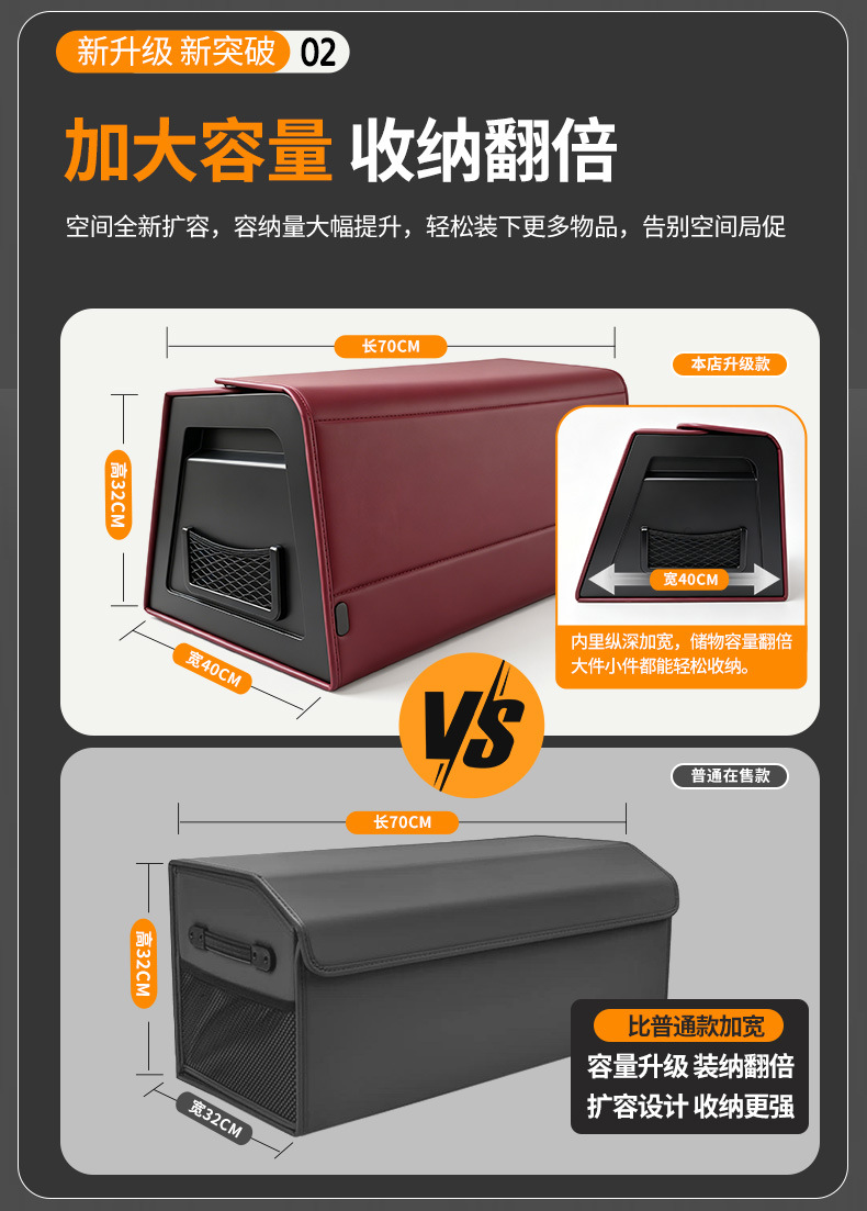Abs Frame Car Trunk Storage Box, Large Capacity Magnetic Organizer, Multifunctional Storage Box