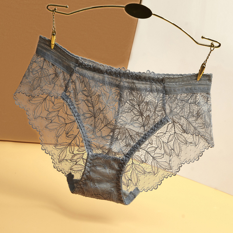 Factory supply transparent lace sexy ladies underwear seamless low waist breathable briefs women's cotton crotch 39