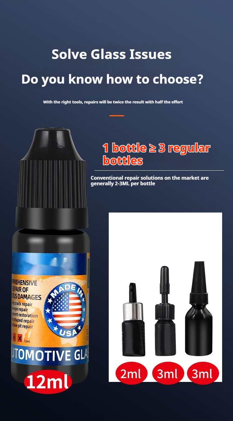 Cross-Border Exclusive Supply of Glass Repair Fluid for Car Windshield Cracks, Fissures, and Scratches