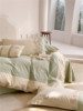 Fresh cotton demi-season elite set, keep warm bedspread, with embroidery, 4 piece set