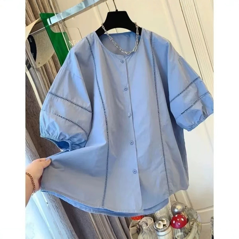 Unique and Super Stylish French-Style Puff-Sleeved Short-Sleeved Shirt, Loose Top, Women's Babydoll Shirt, New Summer Style Shirt
