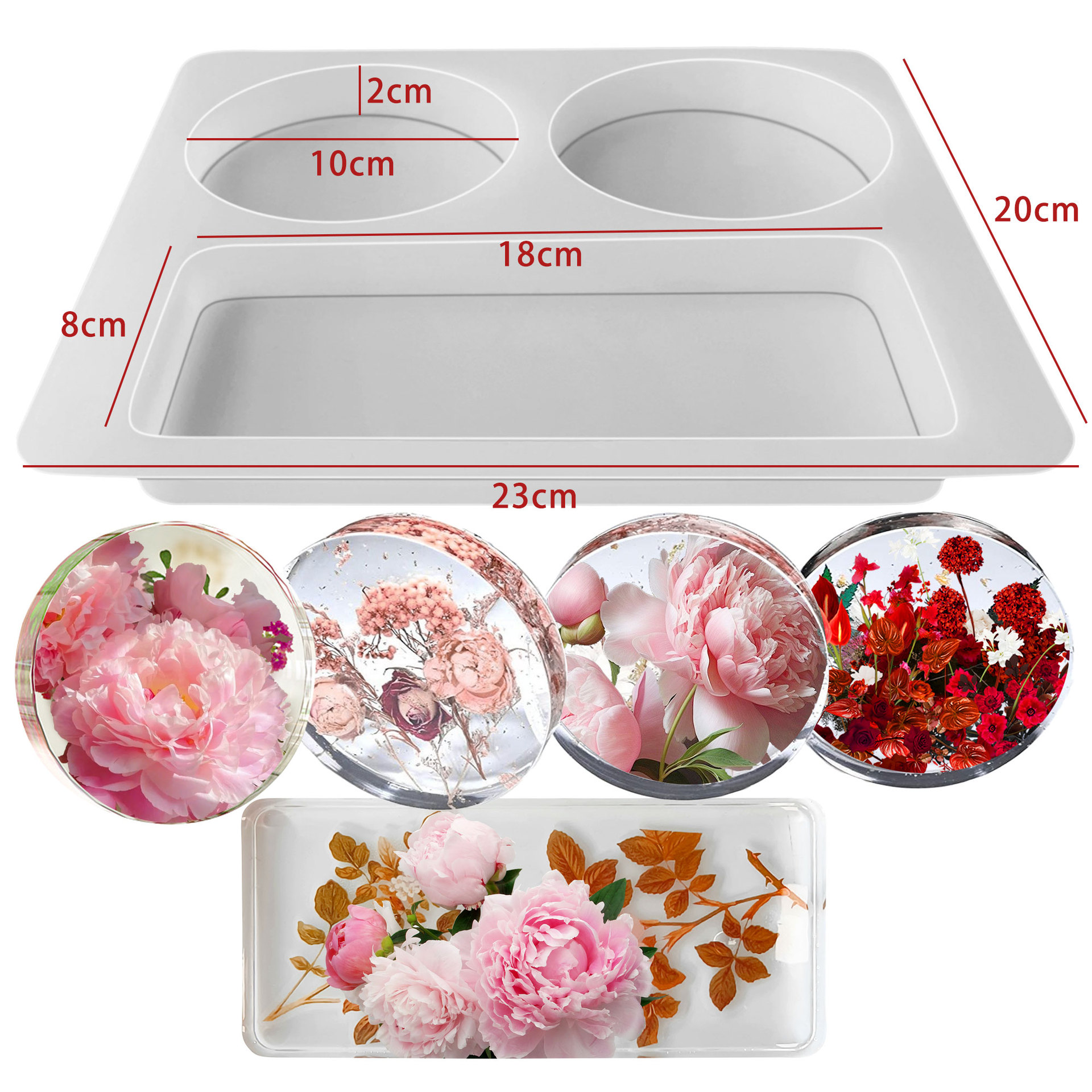 Cristal transfronterizo epoxi redondo posavasos molde de silicona diy epoxi decoración de flores secas combinación de posavasos