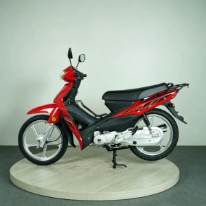 Əyri şüa çərçivəli iki təkərli Ud110 motosiklet, qırmızı, böyüklər üçün.