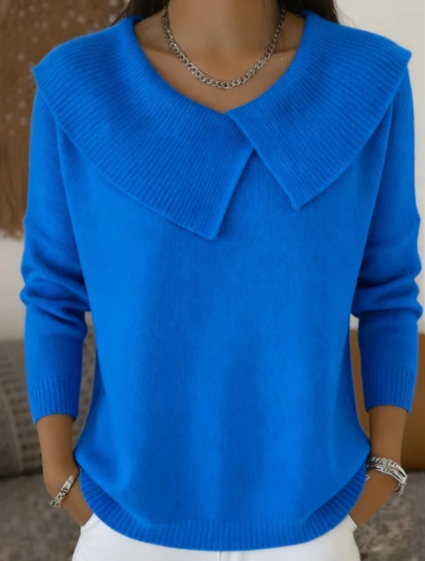 Women's Clothing Fashion Retro Slimming Collar Sweater For Women Style Versatile Knitwear Elegant Look For Formal & Casual For Women_ecoleips.com