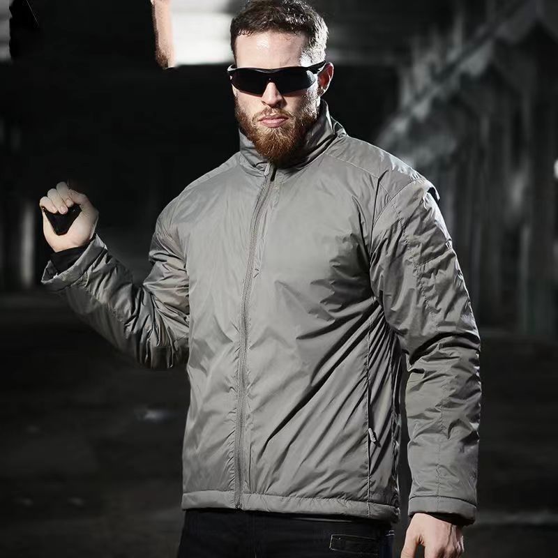 Lightweight and warm tactical cotton jacket for men, outdoor cold-proof coat with stand-up collar, autumn and winter military-style training jacket