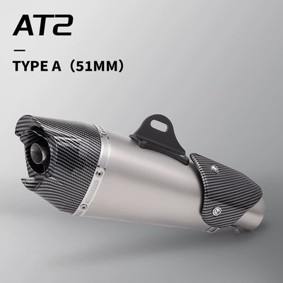 AT2 tapered hexagonal exhaust pipe 51MM universal for G310RR NINJA400 GSX250R Sai921 321R (Exhaust pipe) - a-titanium-colored-imitation-carbon-head