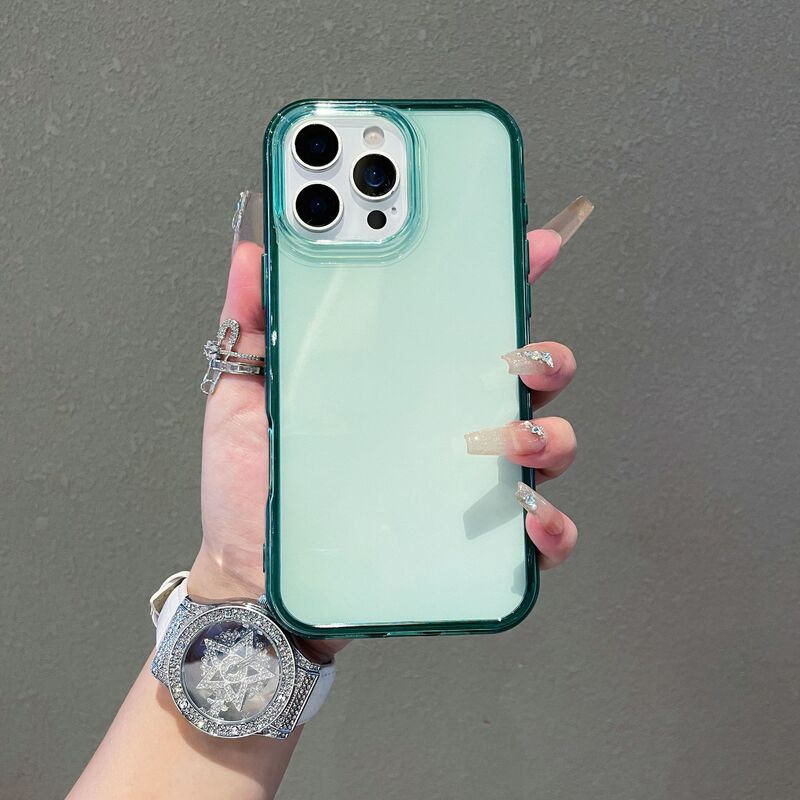 彩虹深色边框透明软壳适用iPhone16promax手机壳15二合一气囊防摔|undefined