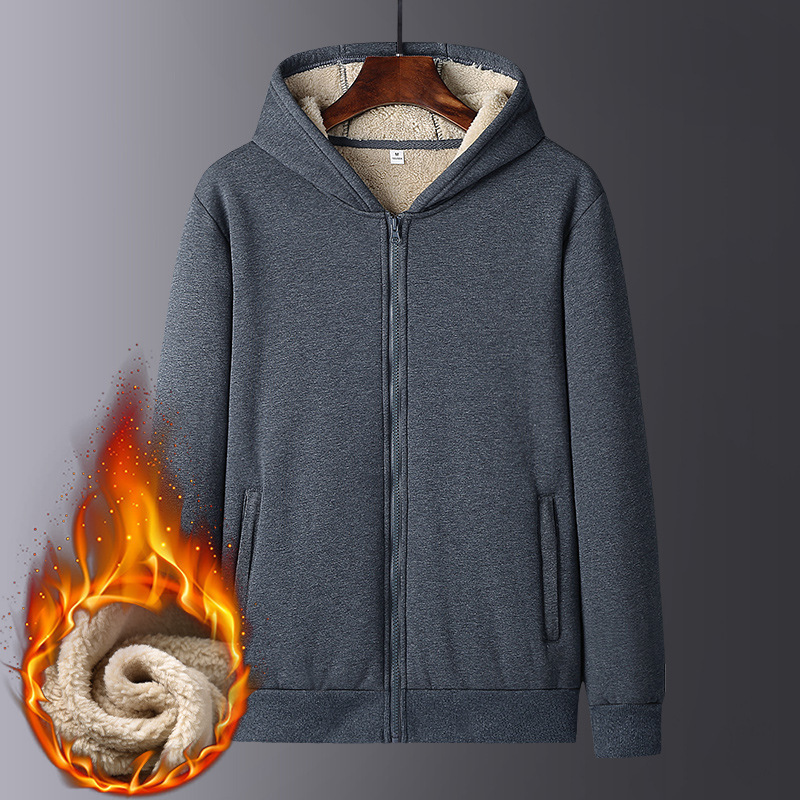 Otoño y invierno de gran tamaño con camisa de terciopelo para hombres algodón con capuz camisa de cordero de cachemira gruesa abrigo cálido para hombres LOGO image 3