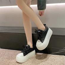 网红松糕厚底高跟女鞋2025秋季新款增高百搭板鞋休闲运动老爹鞋