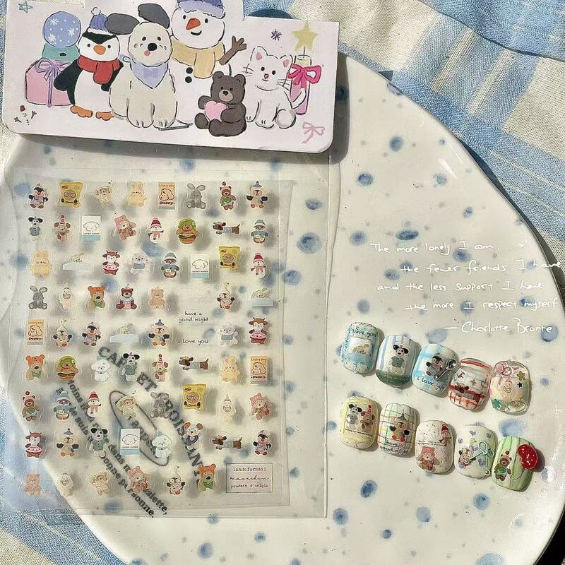Korean Style Ins Atmosphere Short Nail Art Stickers Jellycat Chef Puppy Hand-Painted Furry Child Style Stickers Korean Style Ins Atmosphere Short Nail Art Stickers Jellycat Chef Puppy Hand-Painted Furry Child Style Stickers