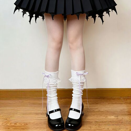 Original Japanese lolita pile socks girl pink bow cute calf socks spring and summer breathable non-slip women's socks