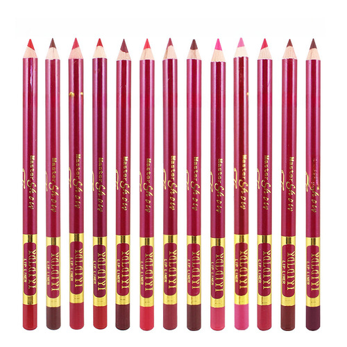 Yaliwei Wooden Thirteen Color Lip Liner Makeup Non-drip Matte Velvet Easy-to-Apply Lip Pen Wholesale