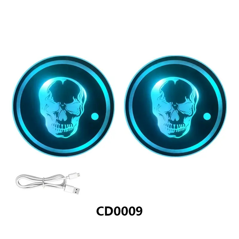 Auto luminiscente cojín de taza de agua cráneo LED luz de inducción colorida cojín de taza de agua cojín de taza de agua image 2