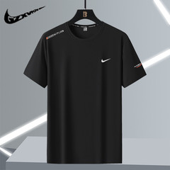 クロスボーダー大きいサイズ半袖メンズ Tシャツ夏薄いルーズカジュアルアイスシルク速乾性 Tシャツランニングスポーツトップス男性用