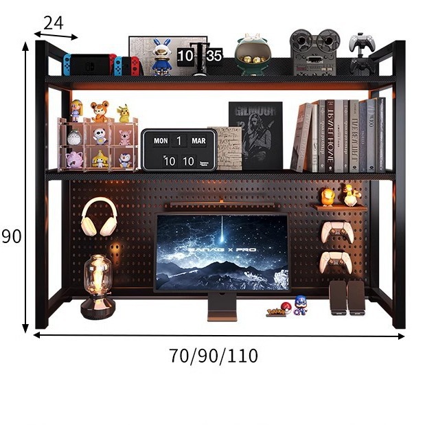 Estante de escritorio de oficina multicapa estante pequeño estante de libros simple estante de hierro forjado pequeño estante de almacenamiento en el escritorio