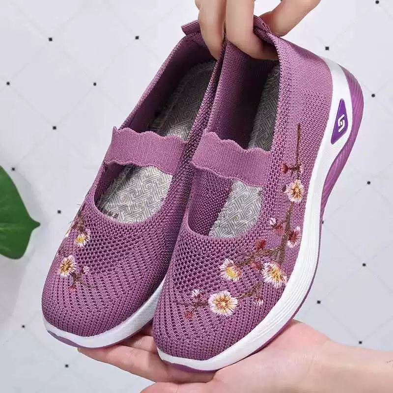 Old Beijing Тканевая обувь Летняя обувь для женщин и пожилых людей Обувь с мягкой подошвой Молочная обувь Супер мягкая толстая подошва Сетчатая подошва Прогулочная обувь