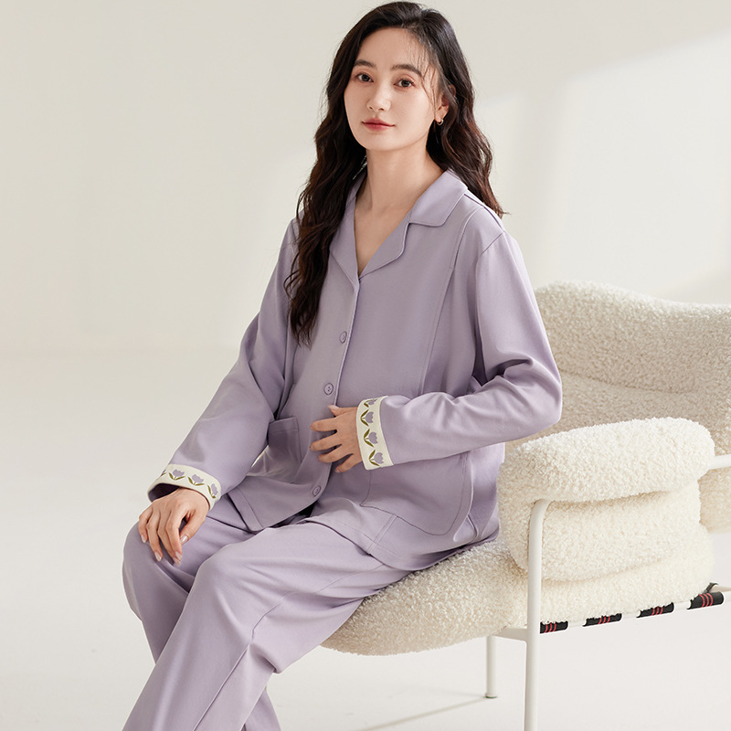 음력 의류 가을과 겨울 따뜻한 벨벳 긴 소매 카디건 임산부 모유 수유 의류 두꺼운 산후 우유 공급 의류 겨울 잠옷