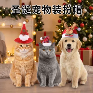 Z工厂新品亚马逊圣诞节系列宠物三角帽子猫猫狗狗圣诞节可爱装饰