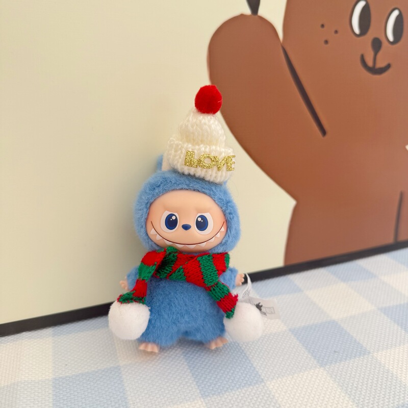 迷你版4.0LABUBU搪胶脸毛绒盲盒玩偶衣服圣诞套装小鼻嘎心底密码|undefined
