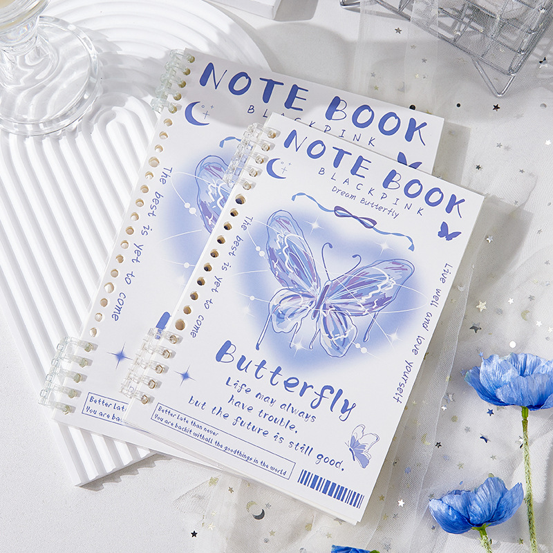 Mariposa A5 de alto valor de la cara de las niñas desmontable engrosado cuaderno de notas de línea horizontal no se agarra