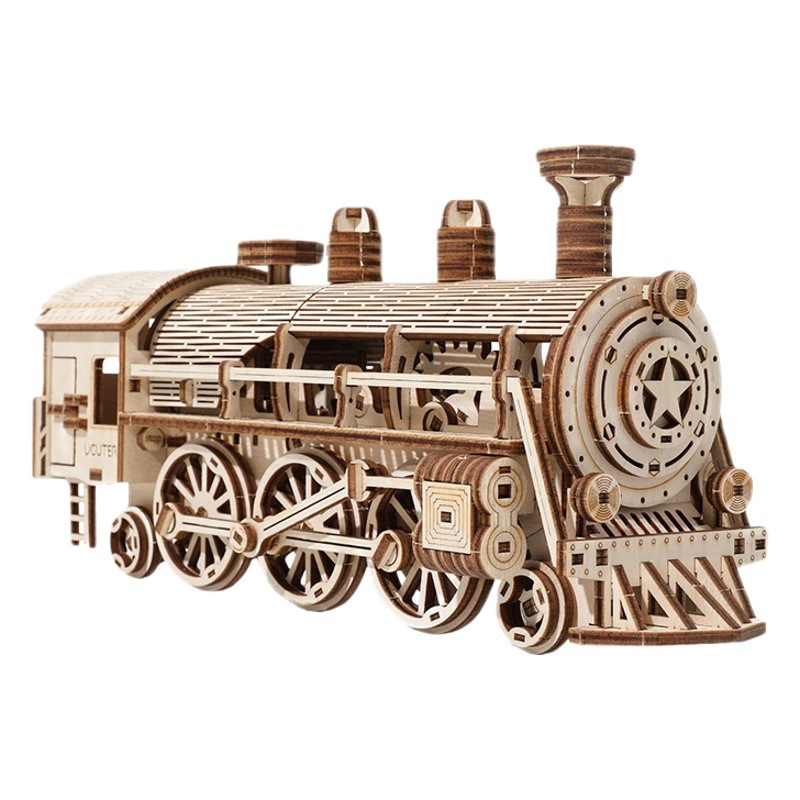 Youge DIY tren de vapor madera 3D rompecabezas alta dificultad adulto montado modelo mecánico regalo
