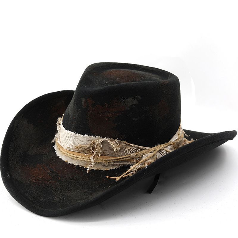 亚马逊LAZADA跨境羊毛帽牛仔帽做旧复古爵士礼帽欧美热卖秋冬毡帽