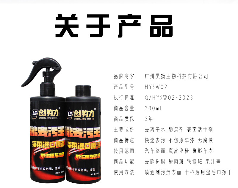 Chuangshi Auto Paint Rain Marks and Insect Stains Oil Film All-Purpose Remover Cleaner