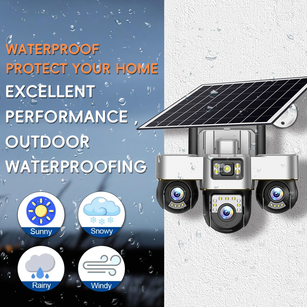 V380pro cámara AOV batería solar 4G hogar 24 horas de video al aire libre impermeable tres pantallas de monitoreo