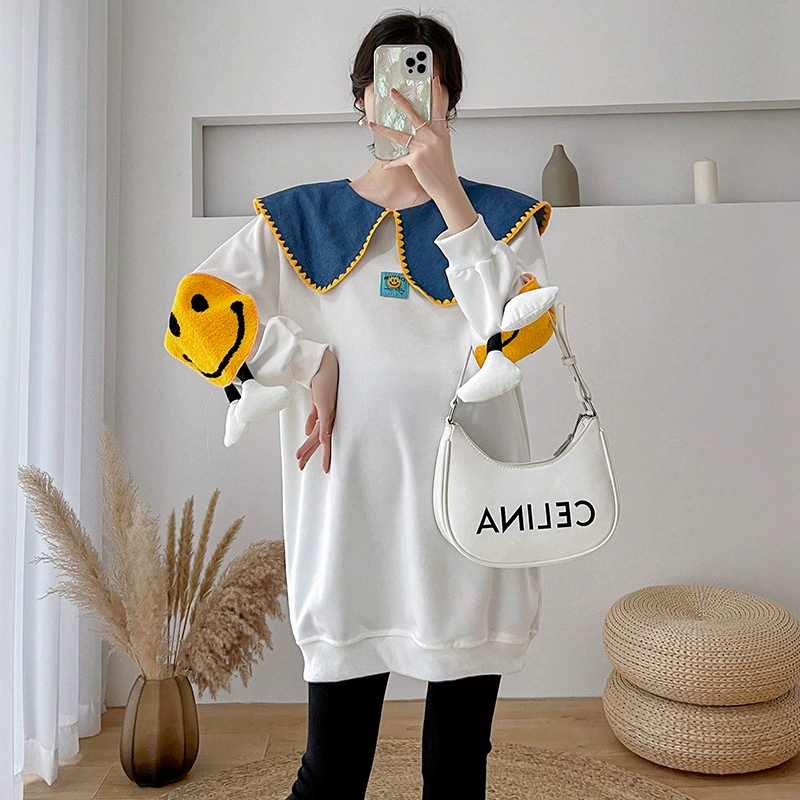 Осенняя модная новая свободная толстовка для беременных с длинными рукавами Свободная Толстовка, прилив головы