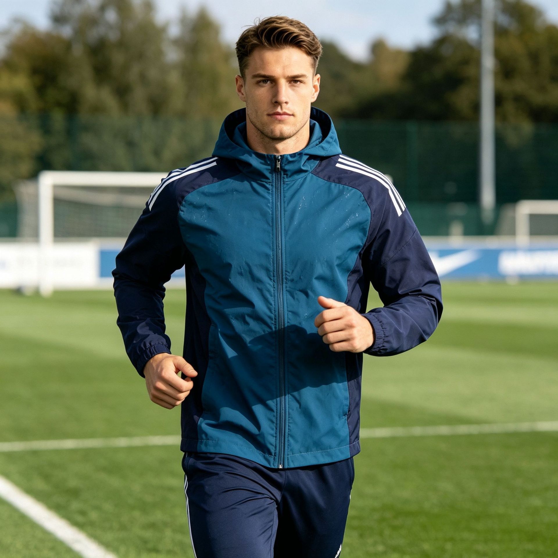 Spring and autumn football training hooded jacket for men, color-blocked, windproof sports coat, team uniform, can be printed with team name
