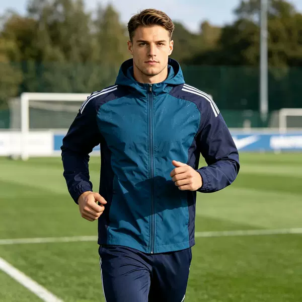 Spring and autumn football training hooded jacket for men, color-blocked, windproof sports coat, team uniform, can be printed with team name