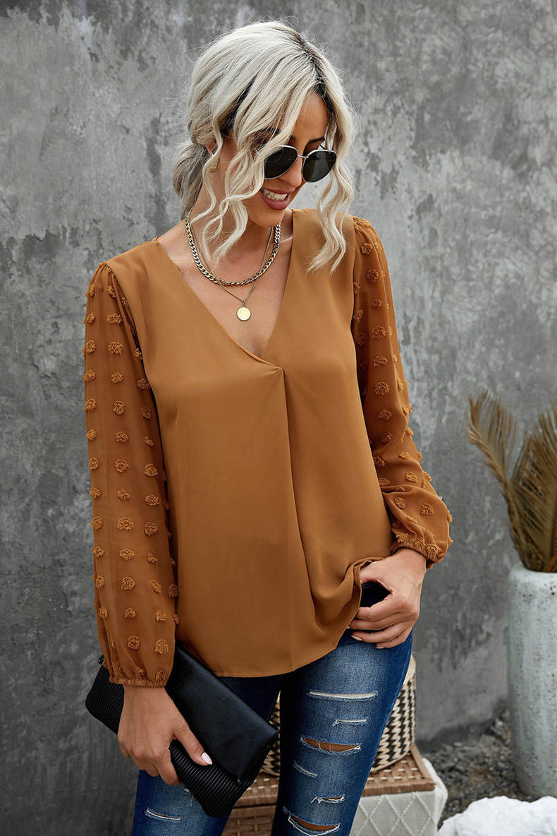 women s chiffon V-neck shirt nihaostyles wholesale clothing NSQSY78574