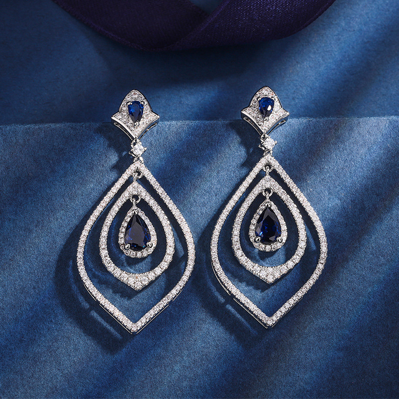 2023 Nueva Zhuang Sheng joyas de cobre inferior chapado en oro de la simulación de color tesoro gota de agua traje de temperamento de piedra principal 5*7