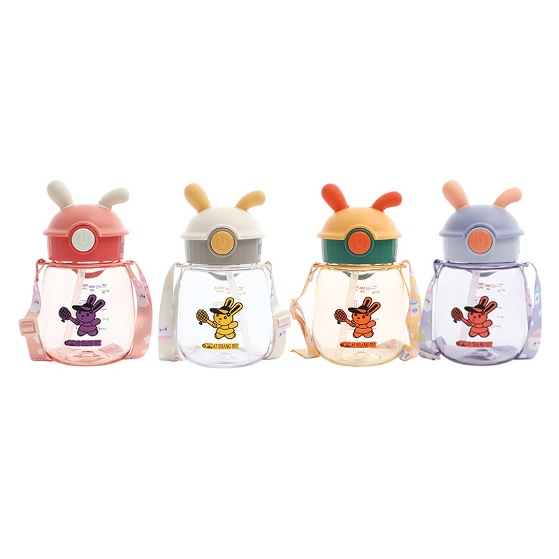Red famoso nuevo lindo niño rebote taza de dibujos animados taza de paja con cinturón taza de plástico portátil compacta image 6
