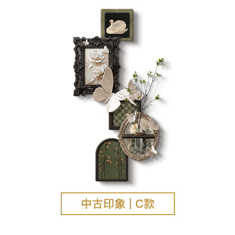 DIY 水耕栽培緑植物玄関装飾絵画アンティークスタイルハイエンド砂岩花瓶付き廊下通路壁画|undefined
