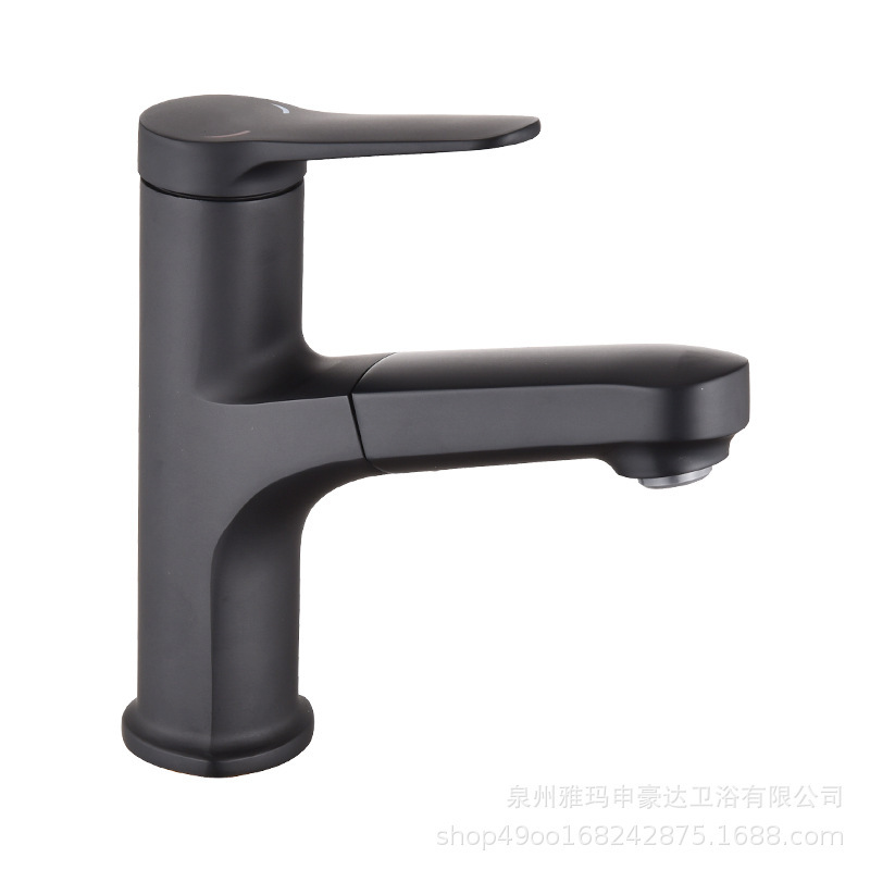 雅黒色トイレ洗面器蛇口は回転して水を出すことができます。|undefined