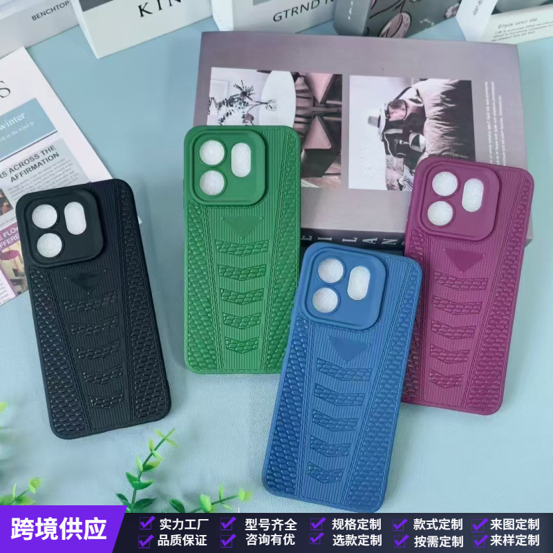 Suitable for African Model Tecno New Anti-Slip Pattern Triangle Logo Tpu Colorful Fine Hole All-Inclusive Car Line Soft Mobile Phone Case