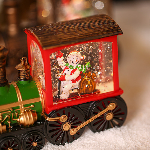 Christmas Train Lighted Interior Waterproof Small Lantern Desk Ornament Christmas Tree Mall Scene Decoration Prop