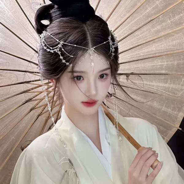 New Style National Style Hair Accessories Bride Hanfu Hairpin Antique Style Hairpin Crystal Tassel Headwear Minority Forehead Chain