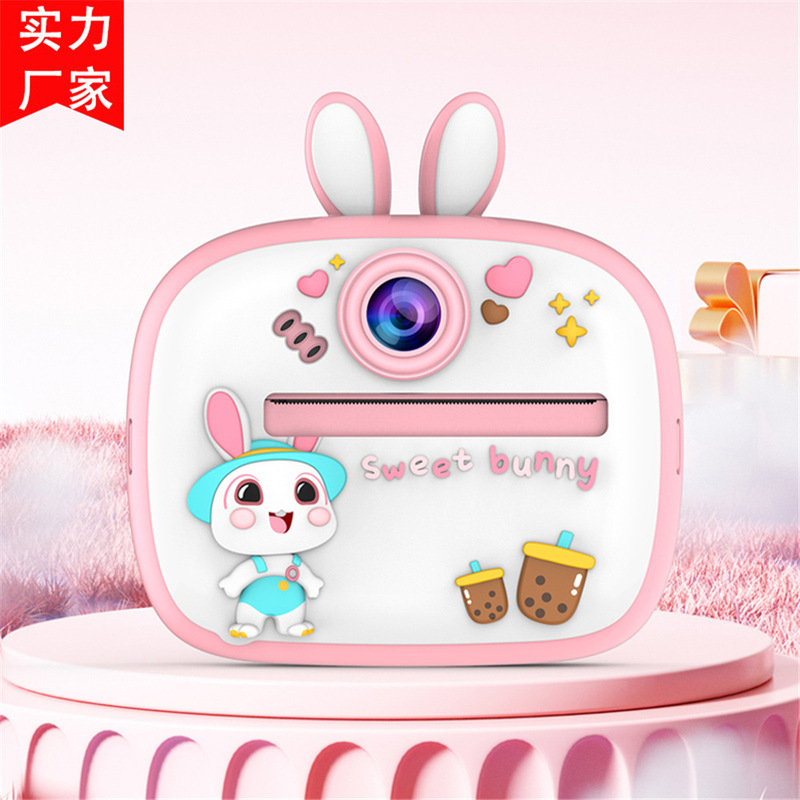 Foreign Trade Cross-Border Am300 Instant Kidsren's Printing Camera Rabbit Printing Photo Camera Front and Rear Dual Camera Wholesale