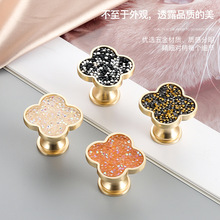 厂家批发黄铜衣柜橱柜抽屉拉手北欧柜子欧式梅花贝壳金色单孔把手