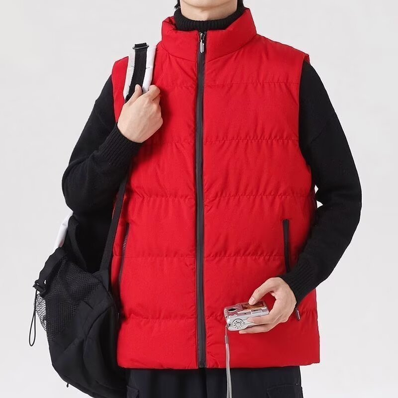 Chaleco de algodón sin mangas para hombres otoño y invierno chaleco de algodón caliente de collar de hombro chaqueta de hombre ropa de algodón de moda casual