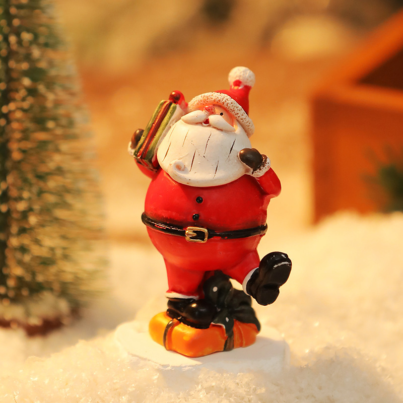 クリエイティブ雪だるまサンタクロースデスクトップクリスマス装飾小物ミニクリスマスシーン配置撮影小道具|undefined