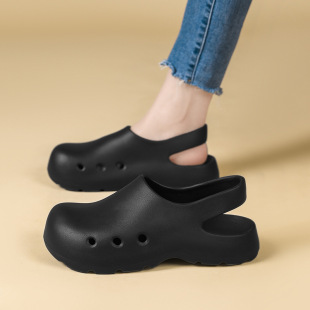 Women's Heel Slippers with Baotou for Nurses Operating Room Hole Shoes for Summer Outer Wear Non-slip Outdoor Beach Sandals for Women