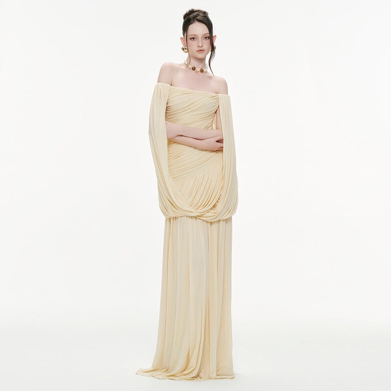 2026 European and American Cross-Border Spring New Casual Retro High-End Luxury Elegant Solid Color Strapless Dress for Women 2026 European and American Cross-Border Spring New Casual Retro High-End Luxury Elegant Solid Color Strapless Dress for Women